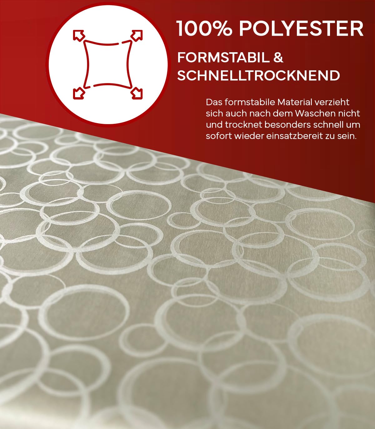 Nappe de table 140 x 420 cm - Cercles - Protection anti-taches - Damas de qualité supérieure