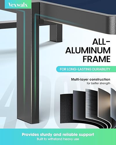 Miniatura 6 de Juego de 2 sillas de salón al aire libre para piscina, tumbonas de aluminio con sillón reclinable de 5 posiciones, silla de patio para patio