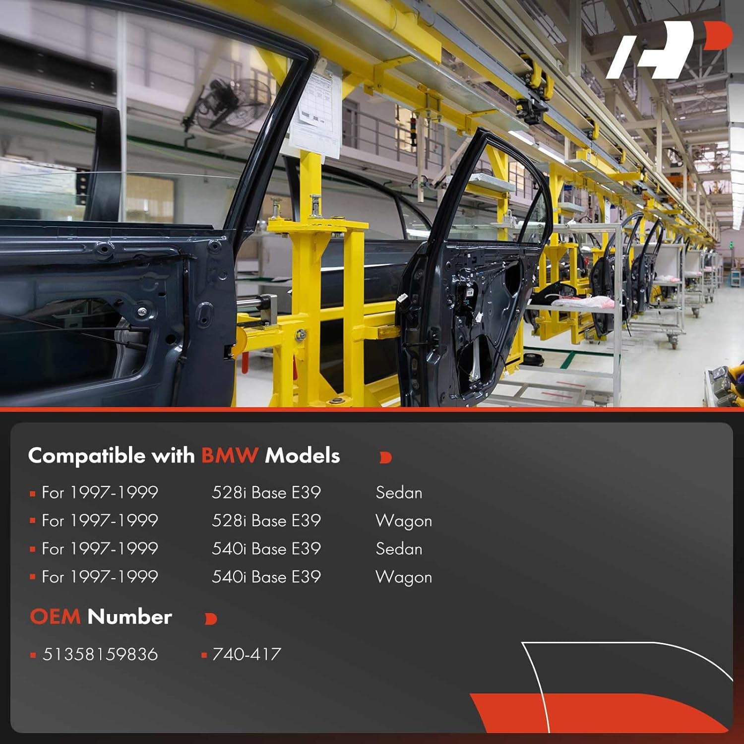 A-Premium Power Window Regulator Without Motor Compatible with BMW 528i 1997-1999 540i 1997-1999 Rear Passenger Side