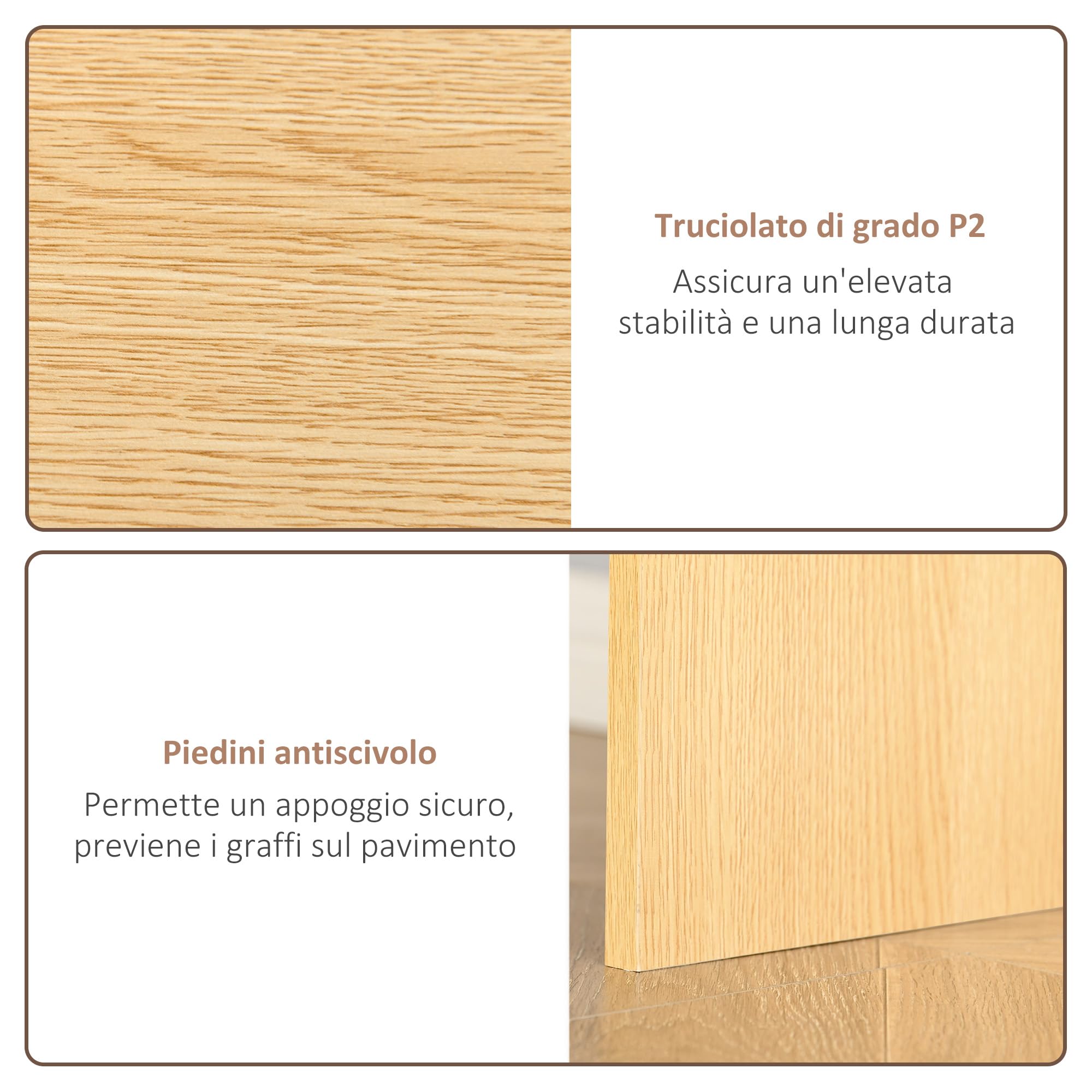 HOMCOM Scrivania Angolare per Studio 2 Cassetti 117x82x74cm Rovere Legno | per Ufficio, 2 Ripiani, Scrivania Moderna