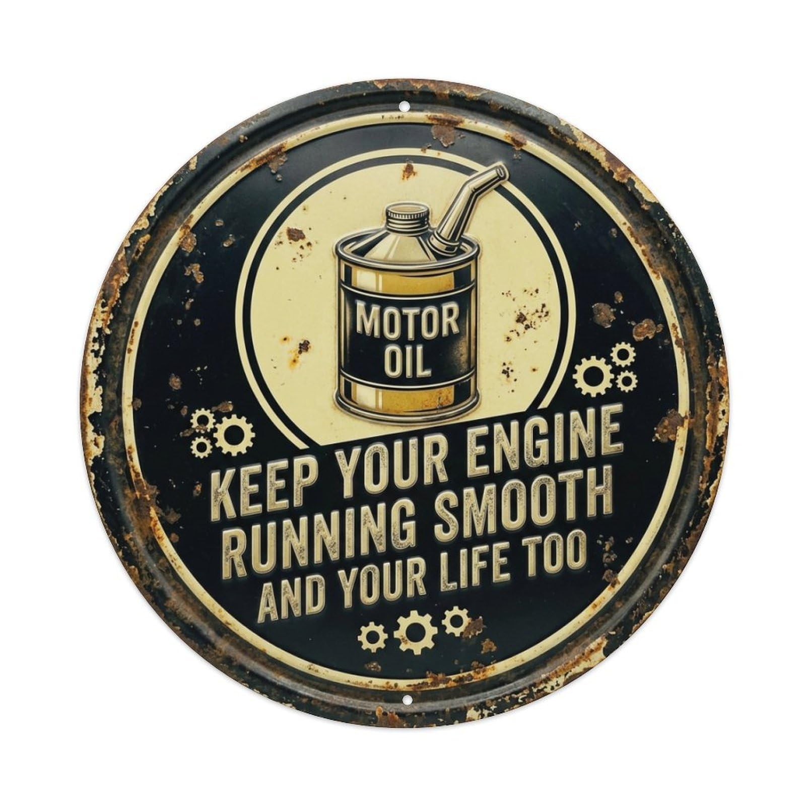Motor Oil Can Garage Vintage Metal Tin Sign Plaque Wall Decor for Cafe, Club Bar, Office, Garden Metal Poster 8x8Inch