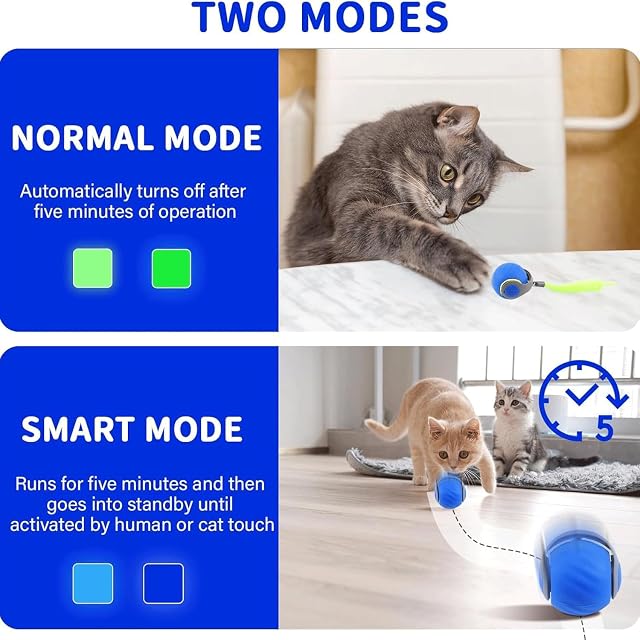 Foto 4 de 6 de KQLHLHDYZ - Juguete interactivo para gatos, juguete interactivo con cola reemplazable, bola rodante…