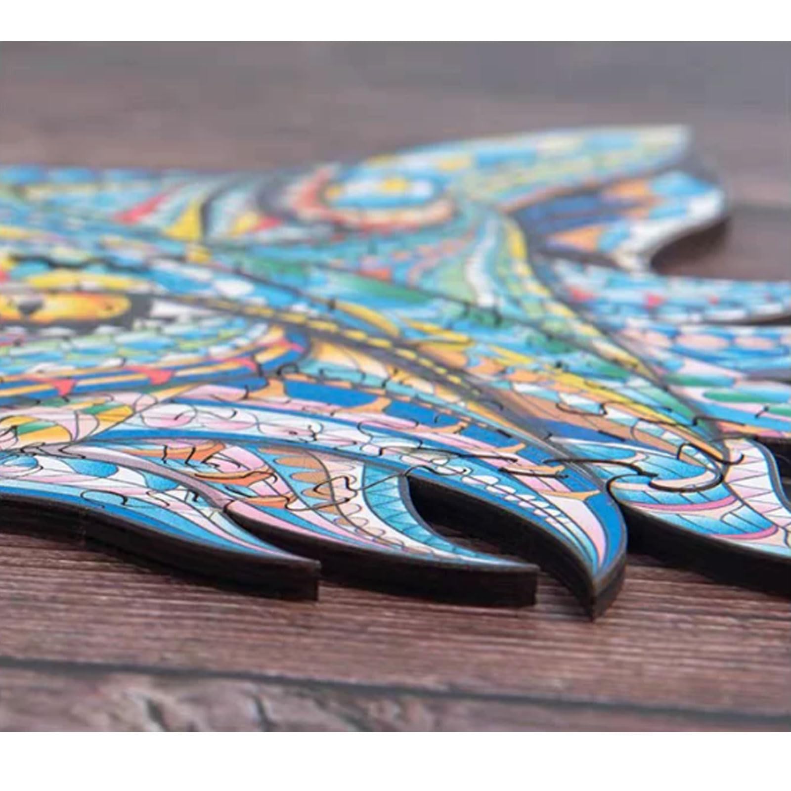 Puzzle di Legno Irregolare Unico Montessori con Animali | Puzzle di Forme con Scatola di Legno, Puzzle Decorativo Fauna con Leone Lupo Tigre Elefante Aquila Orso