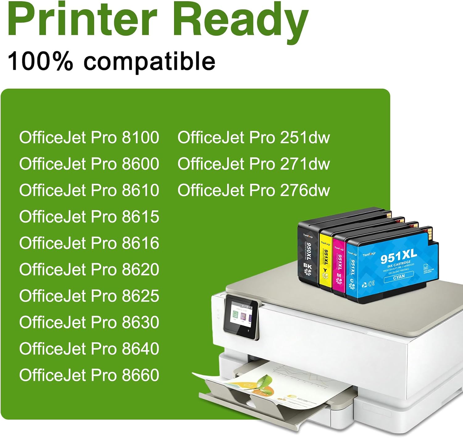 950XL 951XL Ink Cartridge Combo Pack (2Black,2Cyan,2Magenta,2Yellow) Replacement for HP 950 XL 951 XL, Works with OfficeJet Pro 8600 8610 8620 8100 8630 8660 8640 8615 251DW 276DW Printer 8PK