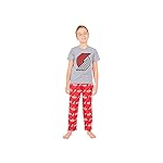Ultra Game NBA Official Youth 2 Piece T-Shirt & Lounge Pants Pajama Set, Portland Trail Blazers, Boys Sizes, 8