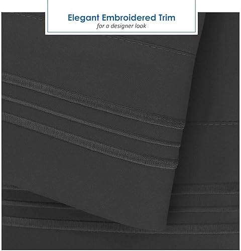 Miniatura 2 de Clara Clark Juegos de sábanas de la serie 1800  Mantente en forma en el colchón con correas elásticas en las esquinas  Queen, negro