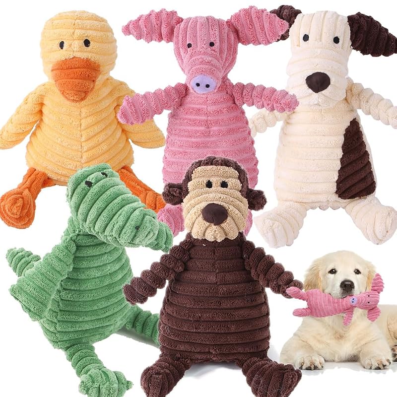 Brinquedo para cachorro com apito em pelúcia e corduroy VIFINE, pacote com 5