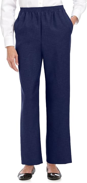 Alfred Dunner Petites Pull-on Flat-Front Pants Navy 12P Short