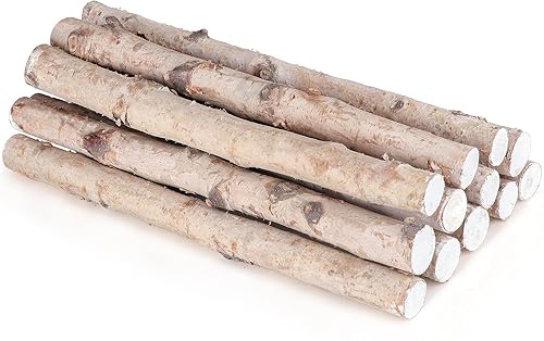Paquete de 12 troncos de abedul para chimenea de madera decorativa para manualidades, troncos de abedul natural para decoración, decoración de
