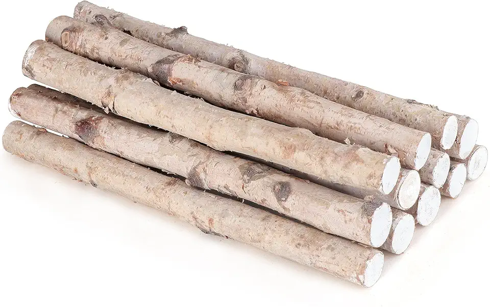 12 Birch Log Sticks — 16.5" DIY & Decor Pack