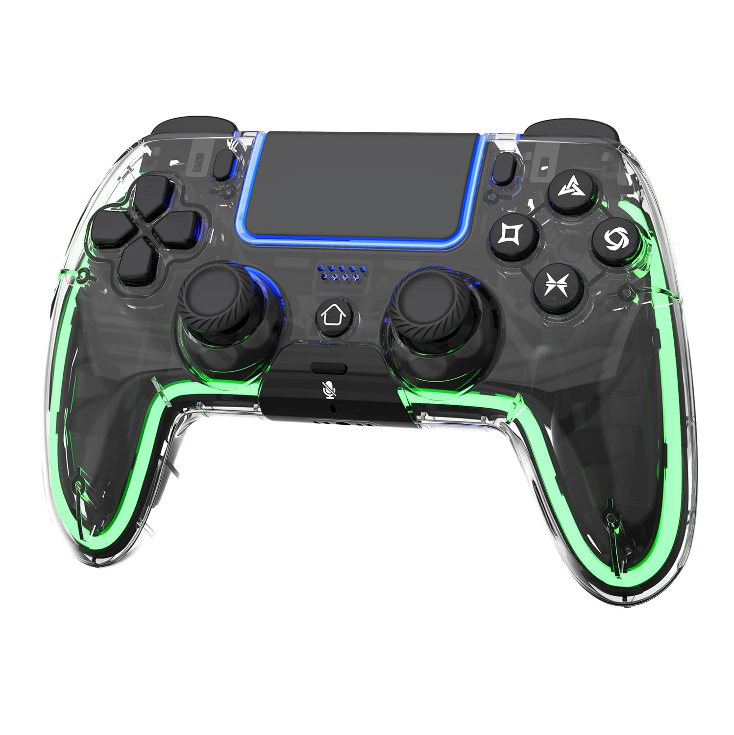 BETMI LED Controller for PS5, Pro/Slim/Android/MAC/Steam Deck, X-input for PC, Dual Vibration, Marco/Turbo, 3.5mm Jack, Accelerometer, Gyroscope, Mute, Sensor Calibration(Green LED)