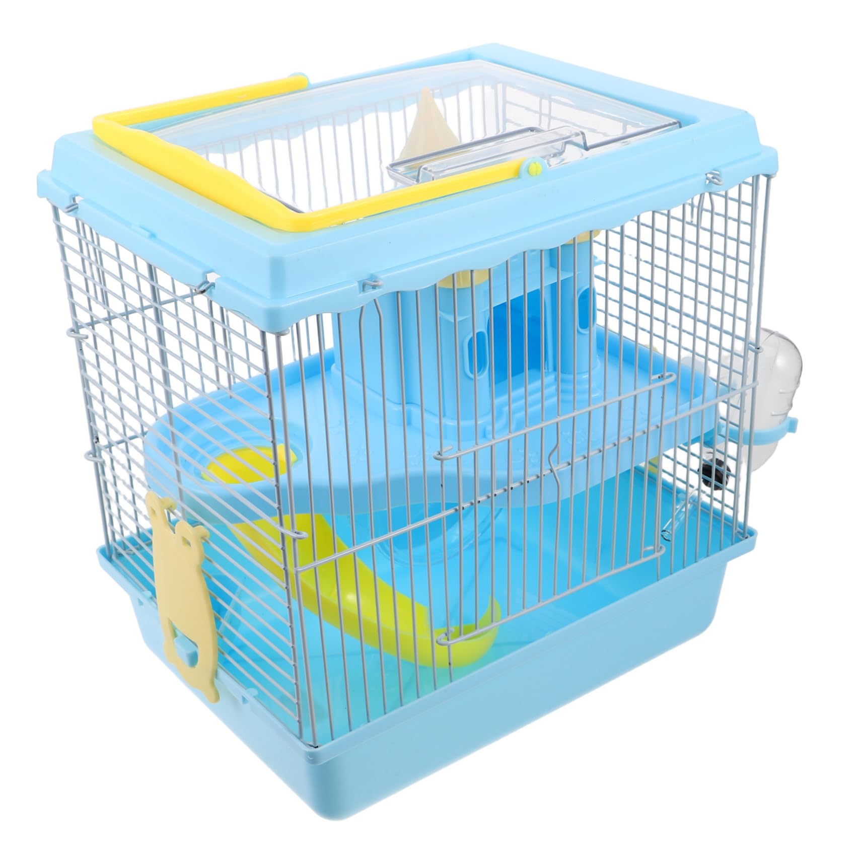 Jaula de Plástico para Hámster con Rueda, Tobogán y Botella | Dos Niveles, Comedero Incluido, Hábitat para Jerbos y Pequeños Animales, Diseño de Castillo