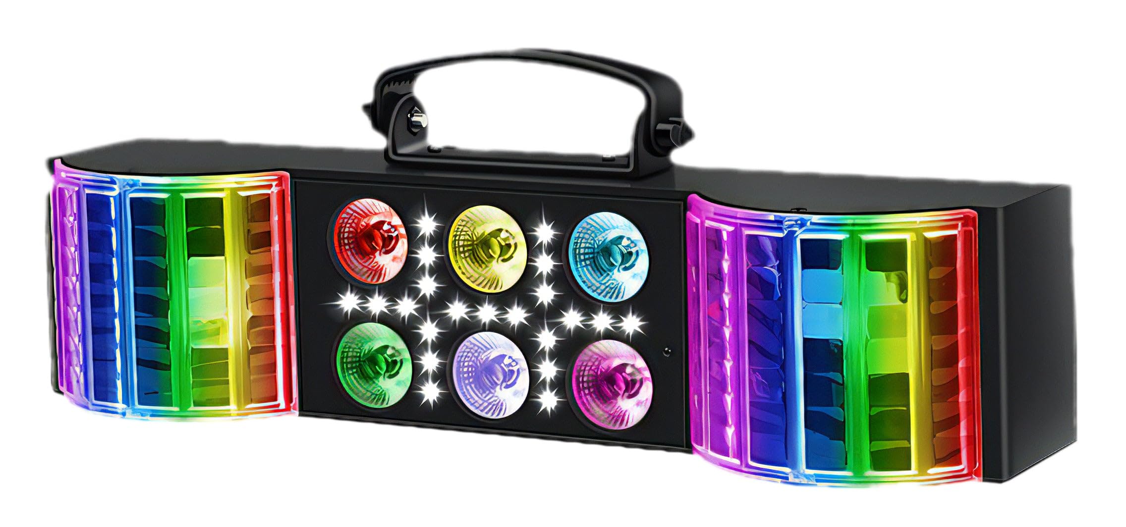 N-Gear Party Bar Three LED Lichtsystem mit 6x4W RGBW, 14x1W RGB, 2x3W Derby, 21xSMD Weiß, 50W, Plug & Play, mit Stativ & Fernbedienung, für Bühne, Club, Event, Deko, Innenbereich