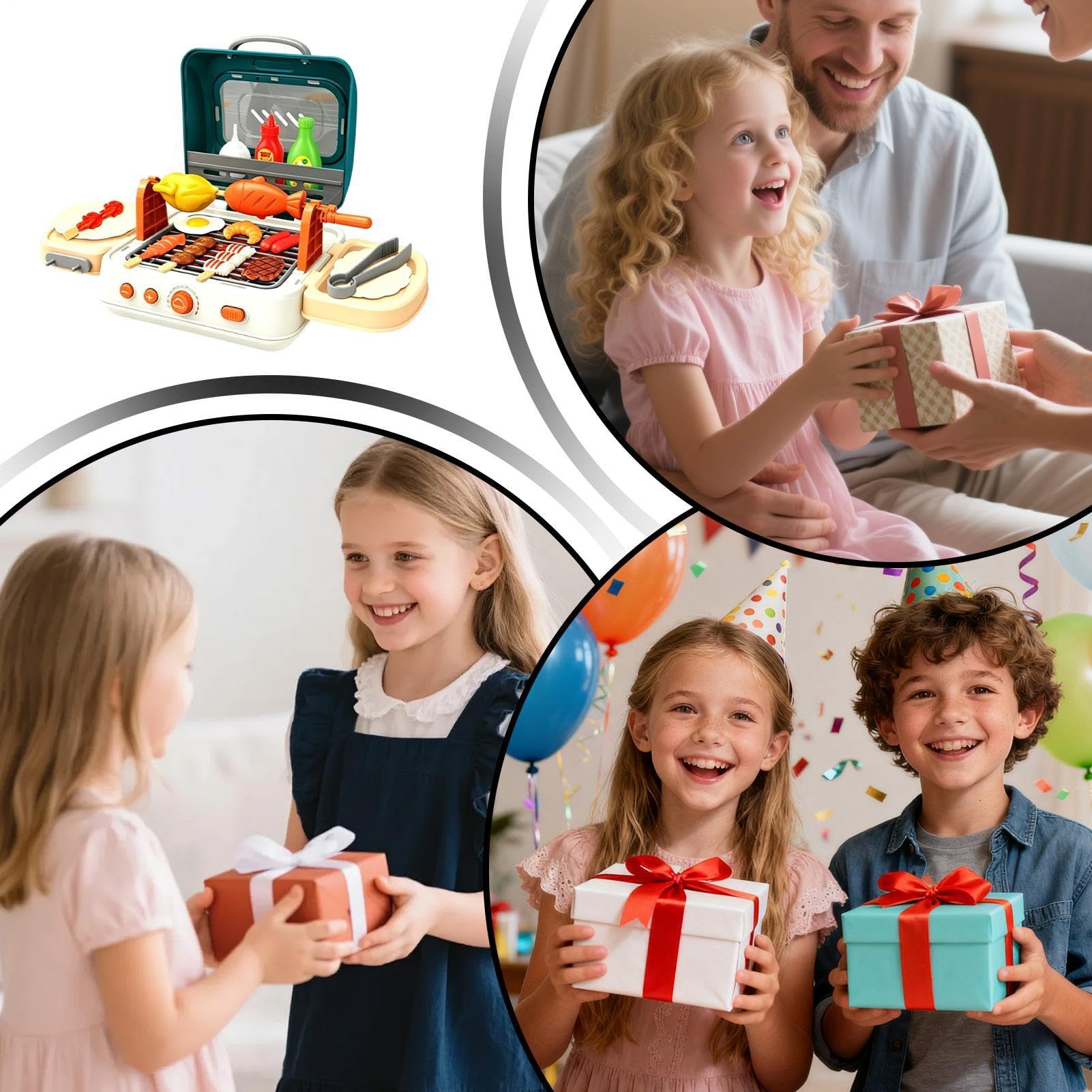 Set di barbecue per bambini barbecue interattivo pieghevole con , | cucina gioco d'imitazione per esterni, interni, viaggi, campeggio, Natale,