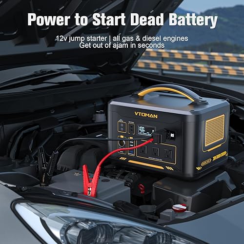 Miniatura 4 de VTOMAN Jump 1800 - Estación de energía portátil con cables de puente, generador solar de batería LiFePO4 de 1548 Wh con arranque para automóvil,