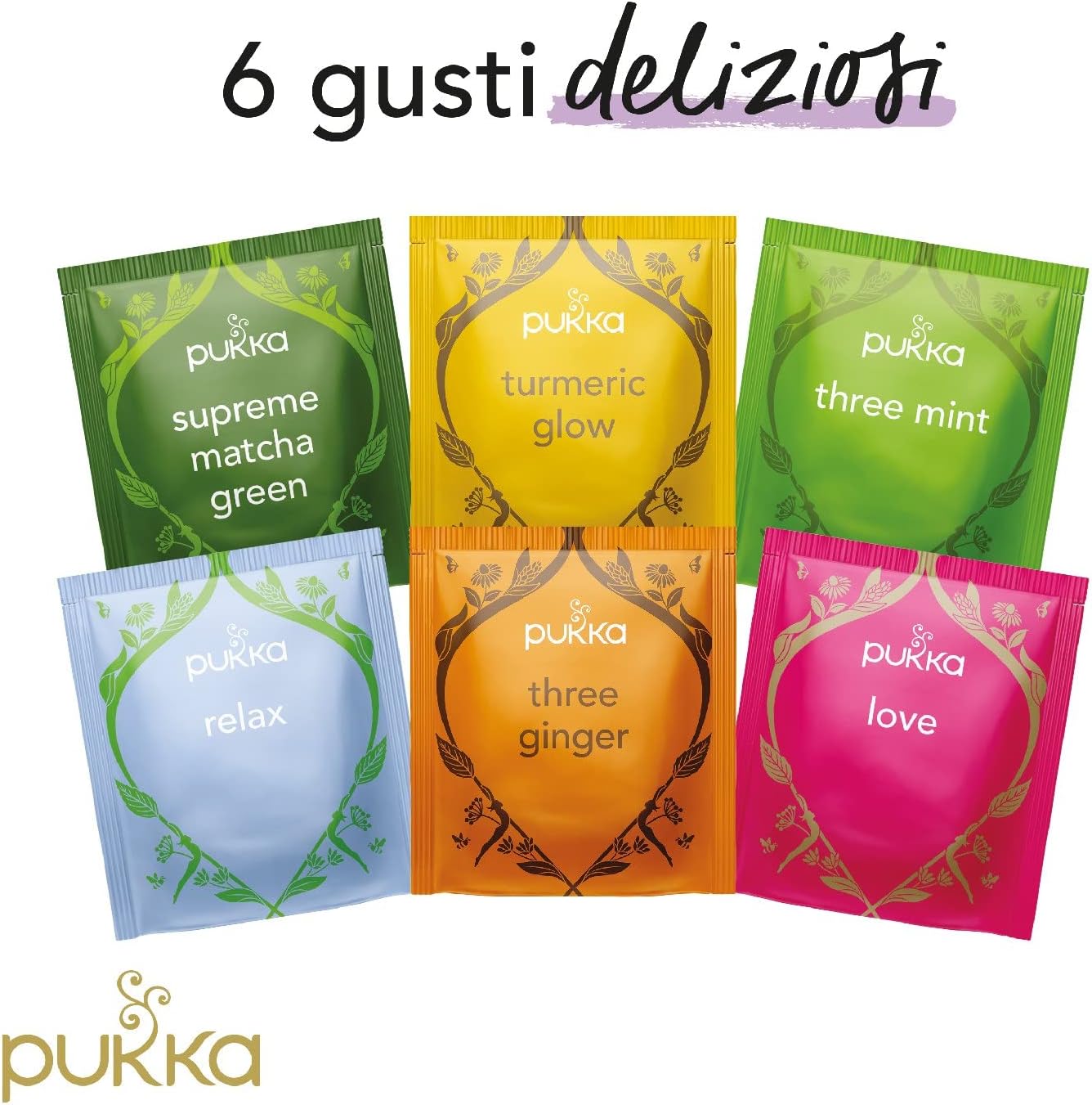 Pukka, Workday Wellness, Confezione regalo di tisane biologiche, Ecologico, Perfetto per il benessere quotidiano, 90 Bustine, 6 Gusti - Immagine 2