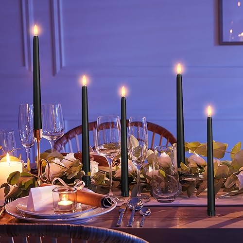 Miniatura 6 de Qunclay Paquete de 84 velas cónicas sin llama a granel de 11 pulgadas, a pilas, con luz cálida y parpadeante, velas eléctricas realistas para