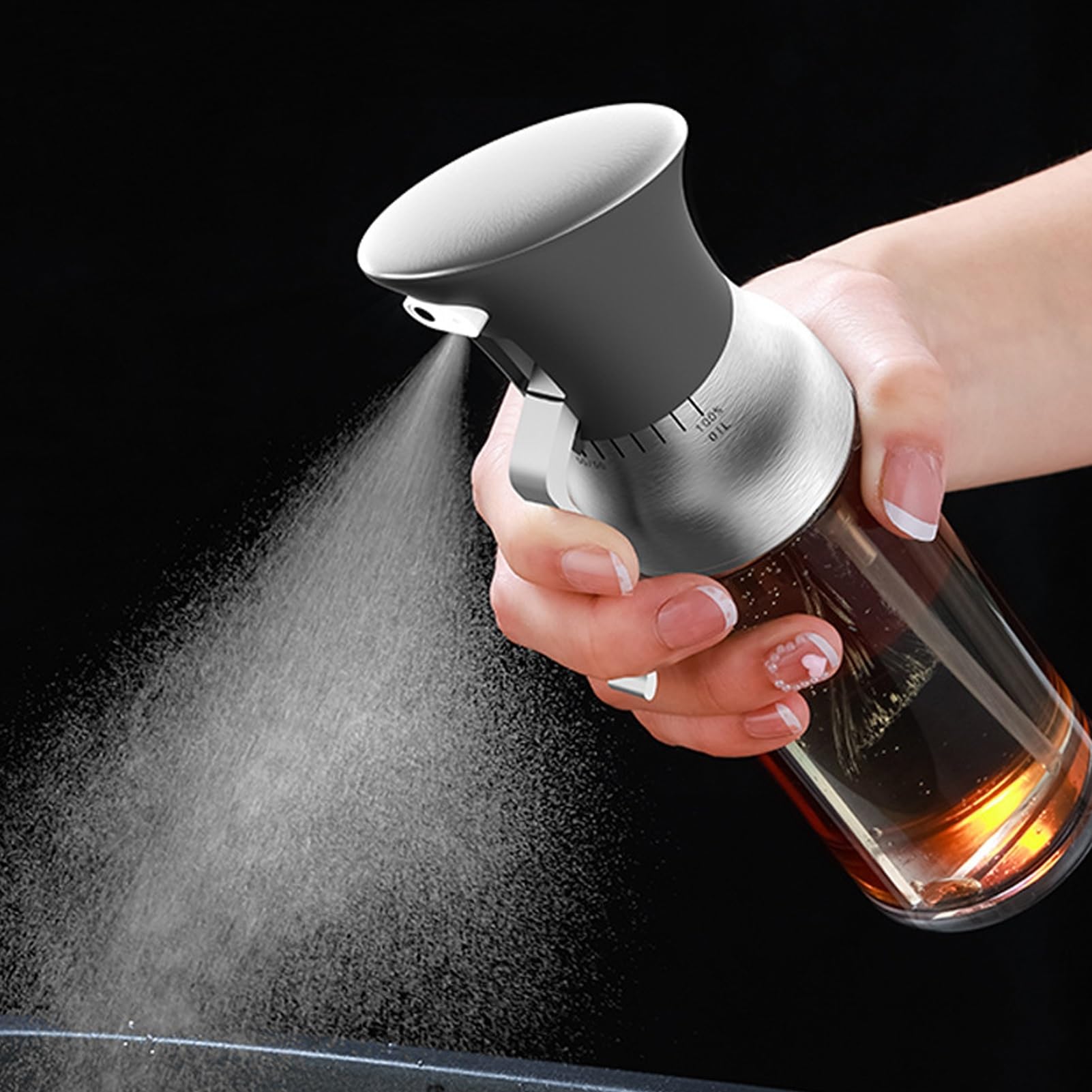Bouteille d'huile de cuisine Distributeur d'huile d'olive en verre en acier inox