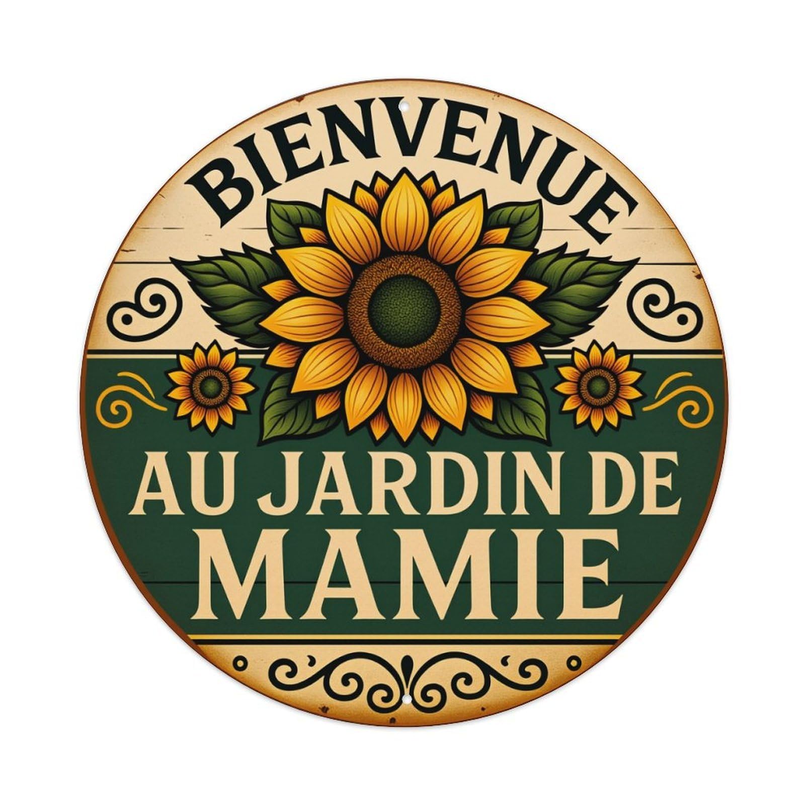 Sunflower Garden Welcome Sign Art Round Tin Sign Vintage Metal Poster Retro Bar, Home, Man Cave, Kitchen, Laundry Room Wall Art Decor Gift 8x8In