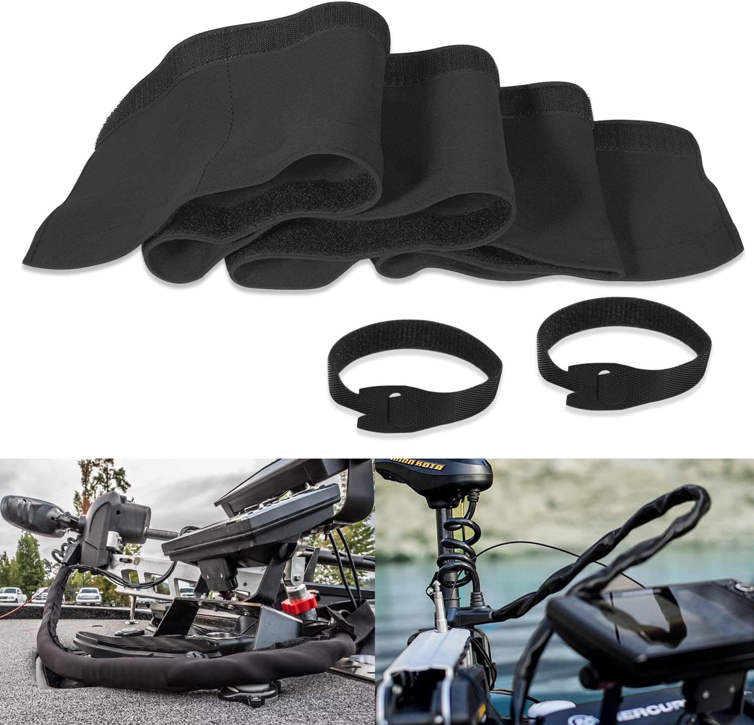 Camoo Black Neoprene Trolling Motor Cable Sleeve, Wrap