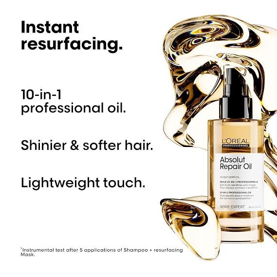 L'Oreal Professionnel Absolut Repair 10-in-1 Oil For Dry Hair, 3.04 Fl Oz