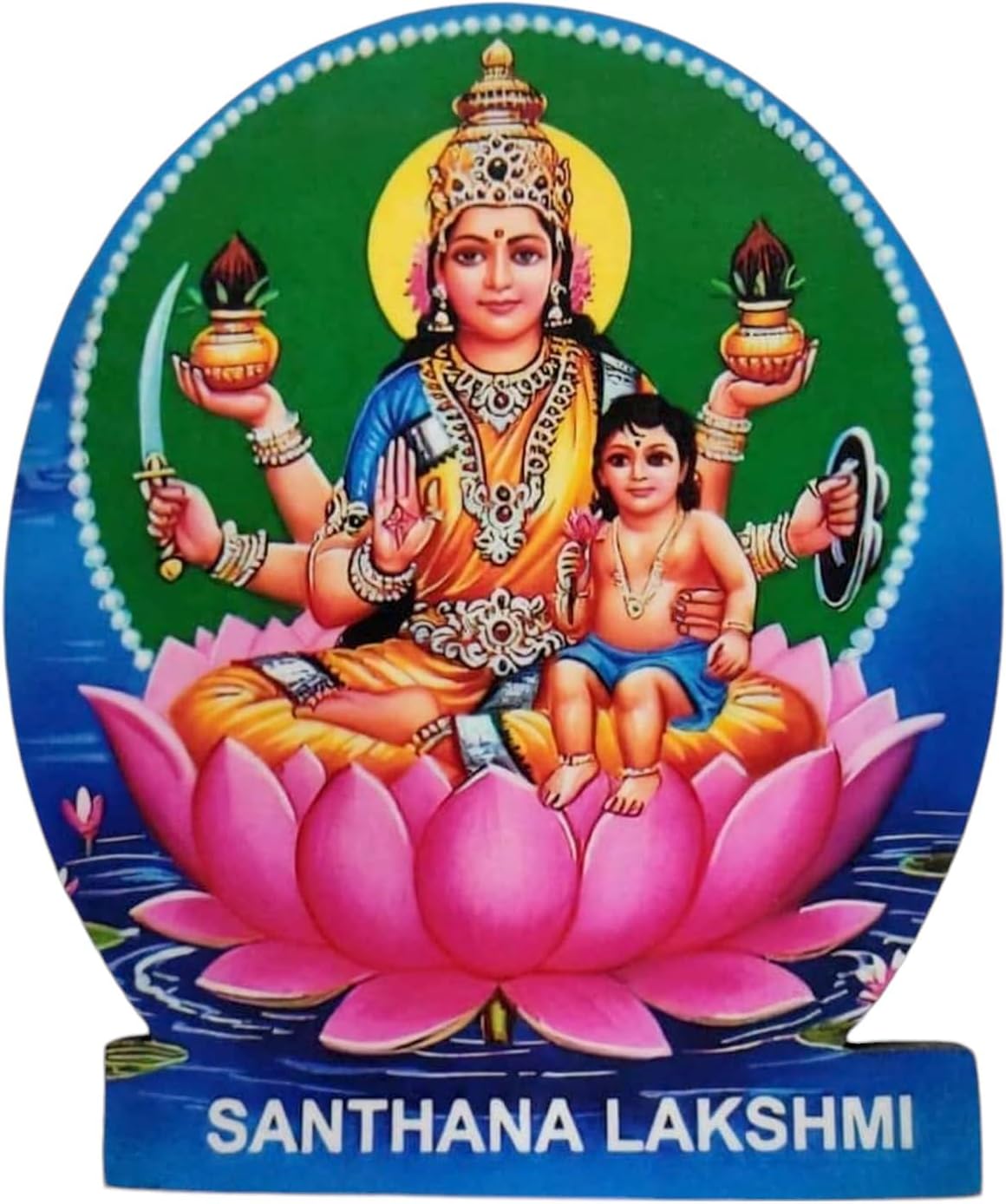 Vils Ashtalakshmi Wall Mount Table Top Photo Frame Cutout (4 inch X 6 inch) (Santhana Lakshmi)
