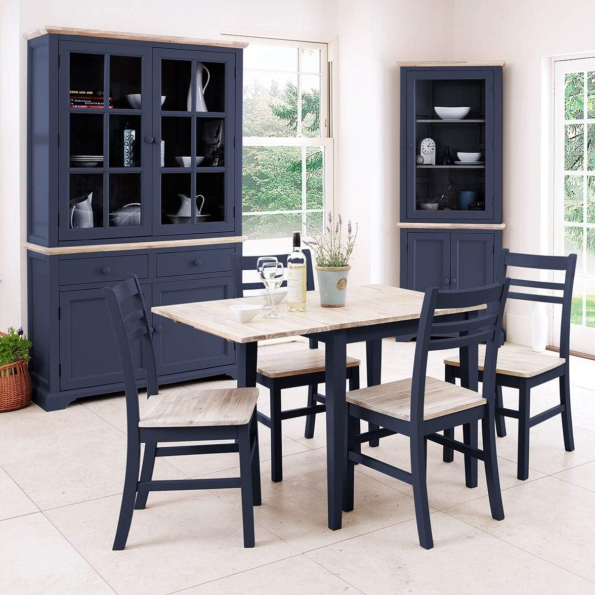 Florence navy blue square dining table and 4 wooden chairs Amazon.co.uk Home & Kitchen