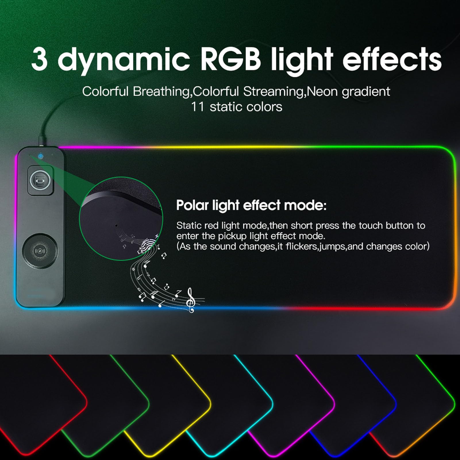 Annadue Alfombrilla de Ratón para Juegos RGB con Carga Inalámbrica, Alfombrilla de Ratón para Juegos LED Grande de 800 * 300Mm,Alfombrilla para Teclado de Computadora con Base Antideslizante