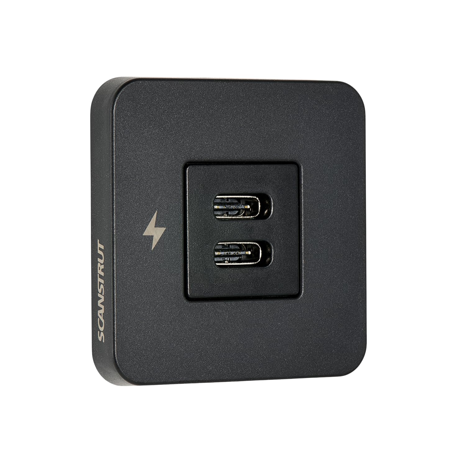 Scanstrut SC-TILE-20 flächenbündige Dual USB-C Ladebuchse 10-32 V | Bis zu 36 W bei 12 V / 60 W bei 24 V | Ultraflaches Profil 40 mm Fußabdruck | Schwarzer Rahmen | USB-C Ladegerät für Marine- und