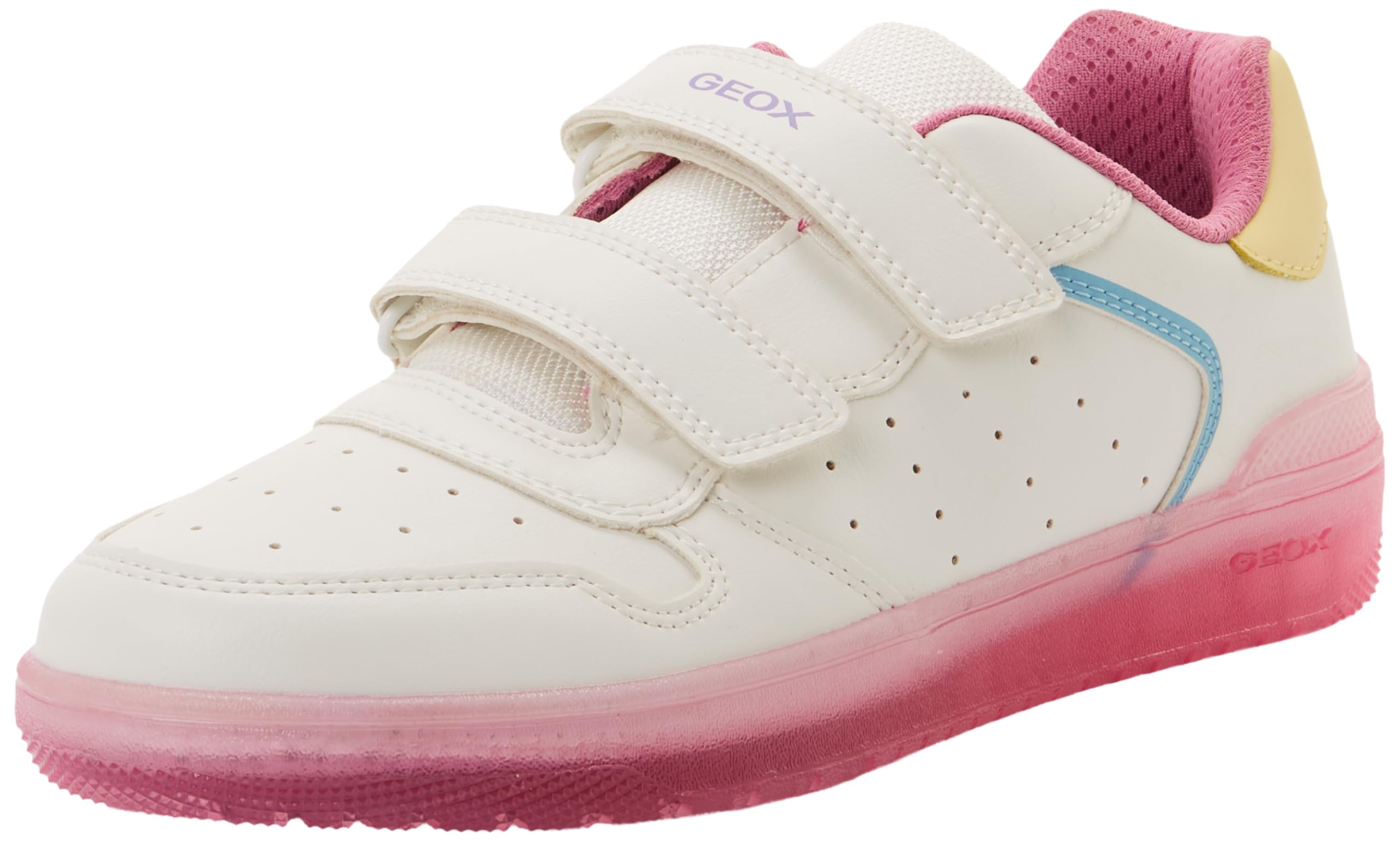 Geox Washiba Breathable Trainers With Touch 'N' Close Fastening White/Pink Size 39 Kids
