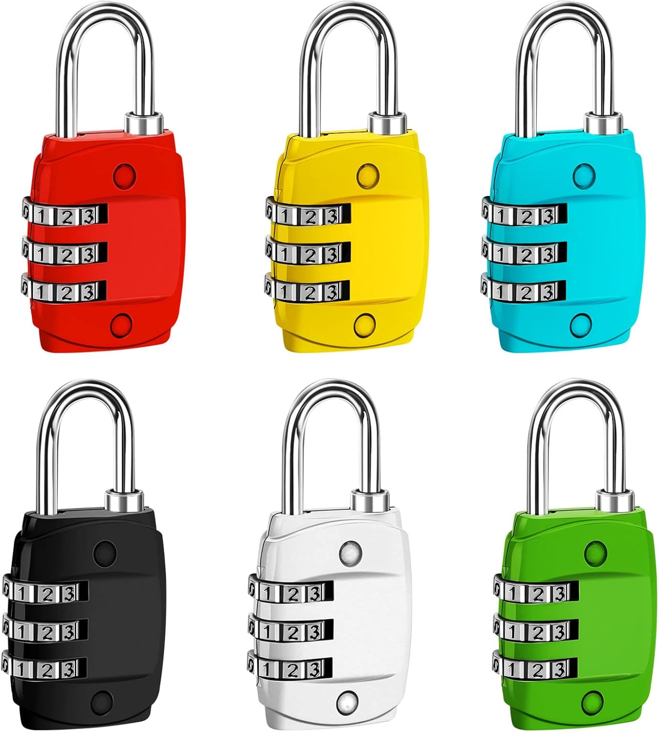 6 Pieces Luggage Locks, 3Digit Suitcase Lock Colorful Padlock Code