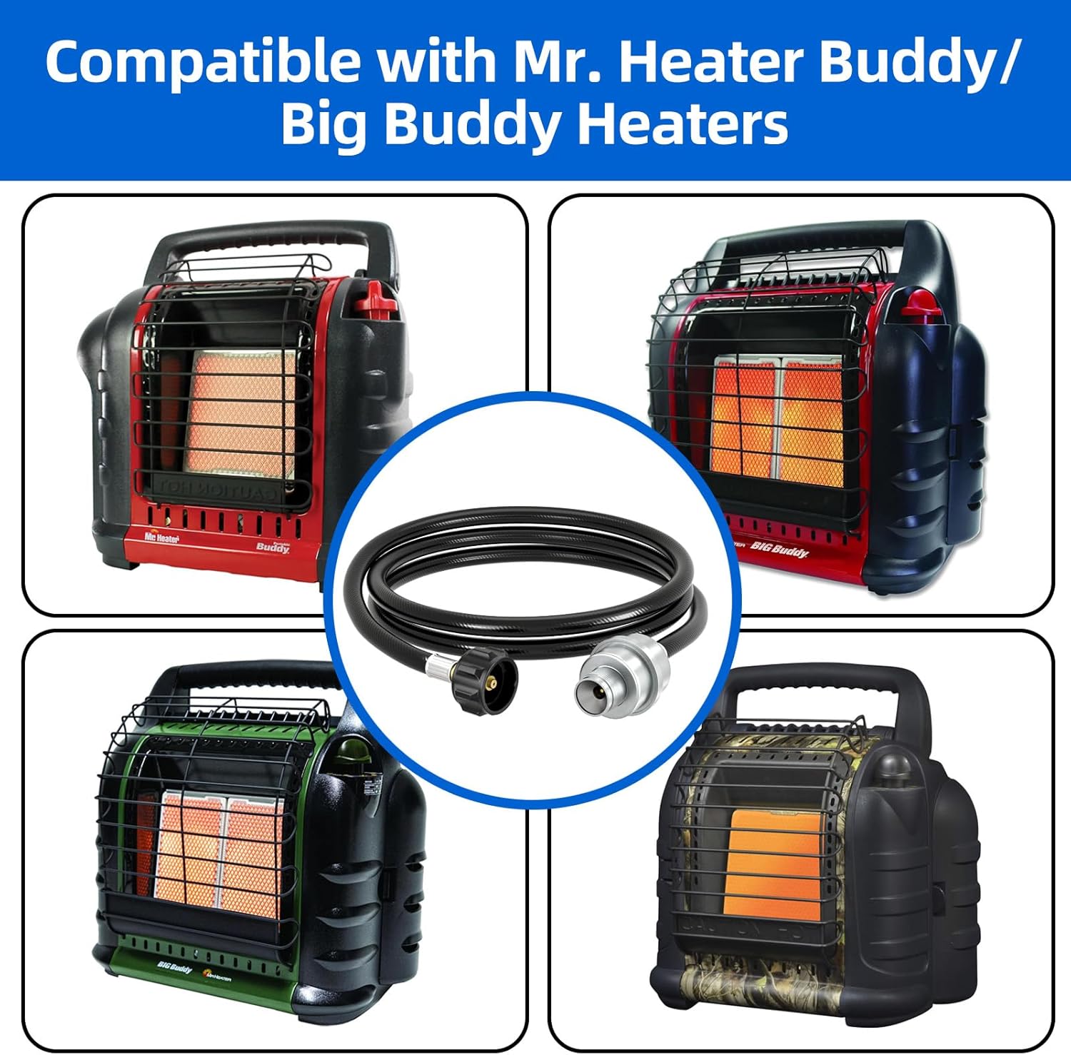 F273699 Propane Fuel Filter with 6FT Propane Hose, Fit for Mr. Heater Buddy Heater and Big Buddy Heater, Connect to 5-40lb Propane Tanks