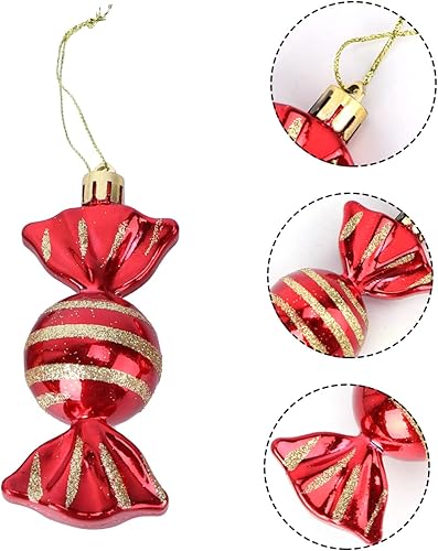 Miniatura 4 de 8 piezas de colgantes de caramelo con purpurina roja, adornos de pesebre para niños, chimenea, decoración de fiesta de Navidad, bolas de Navidad