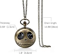Vista 6 de JewelryWe Nightmare - Reloj de bolsillo navideño con diseño de calavera y cuarzo, para Navidad