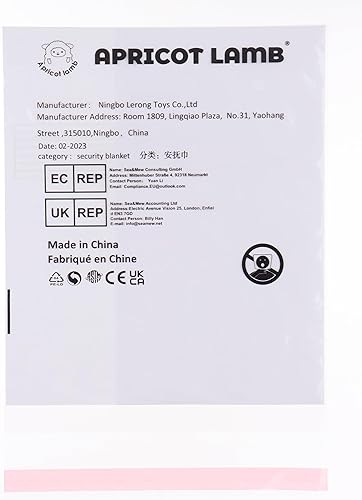 Miniatura 10 de Apricot Lamb Manta de seguridad de animales de peluche, conejo blanco, manta de personaje para guardería, manta de lujo para acurrucarse (conejo
