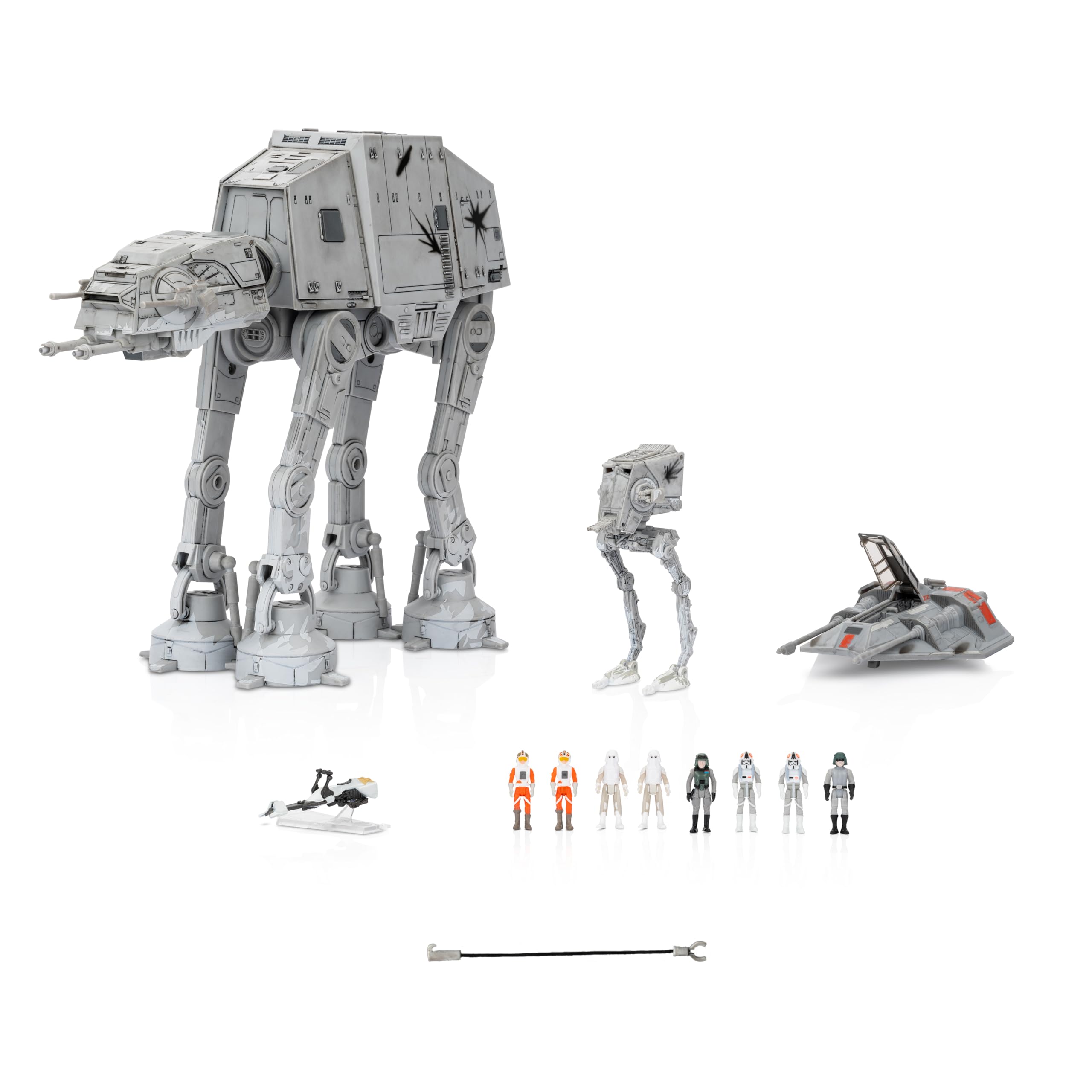 Star Wars Pack de Combat Micro Escadron Galactique Bataille de Hoth Marcheur AT-AT de 25 cm, Snowspeeder de 12,5 cm, AT-St de 7,5 cm et Huit Accessoires Micro Figurines de 2,5 cm