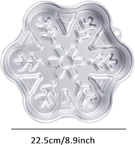Miniatura 4 de ZDYWY Molde de hornear de aluminio en forma de copo de nieve de 9 pulgadas Molde de pastel de molde de pastel de cumpleaños de lata - copo de nieve
