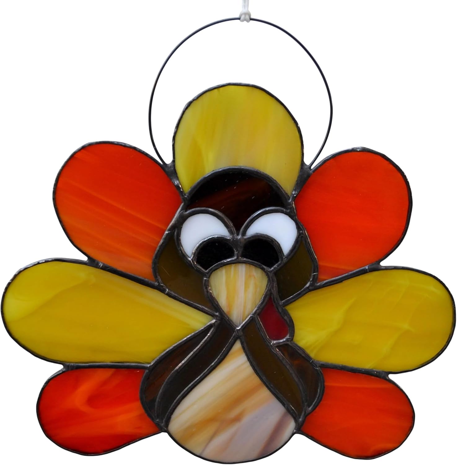 Thanksgiving Cute Turkey Stained Glass Bird Suncatcher for Window Hanging or Wall Decor