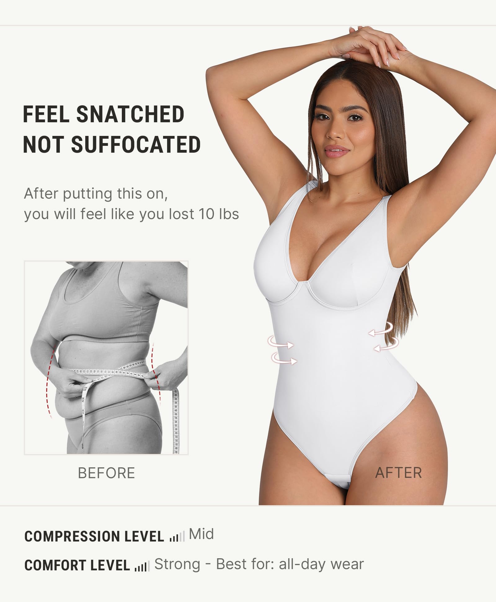 FeelinGirl Body Contenitivo Modellante Intimo Donna: Eleganza e Comfort con Scollo a V e Schiena Scoperta, Gonna Ventre Piatto e Stringa