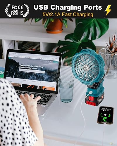 Miniatura 6 de Taingwei Ventilador portátil con clip para batería Bosch de 18 V, ventilador de cochecito alimentado por batería con 3 ajustes de velocidad de