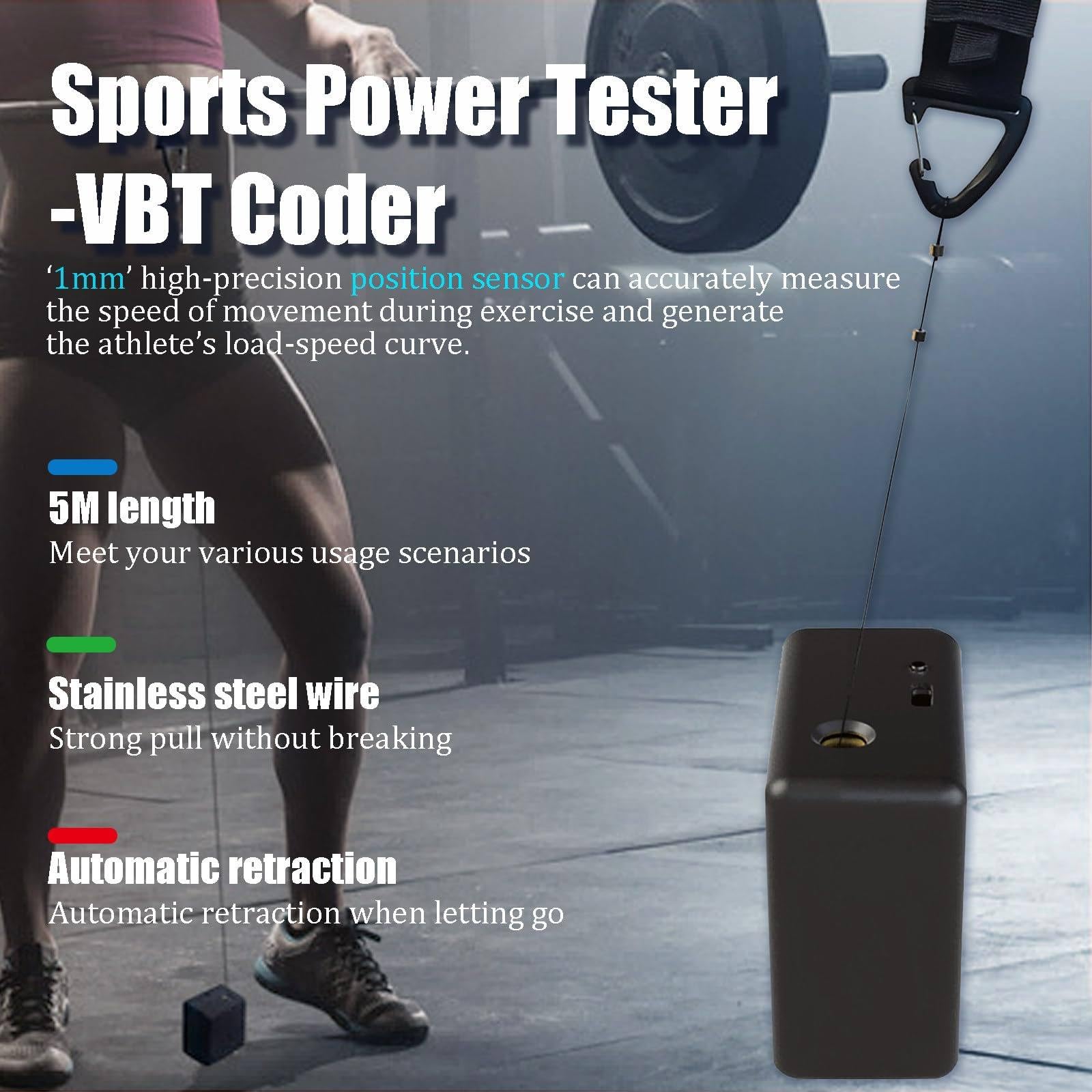 Entrenador de Velocidad y Potencia para Barra, Saltos, Arrastres de Trineo | 98% Preciso con App y Retroalimentación de Voz | Batería 50H y Resistencia 100G para Atletas y Entrenamiento