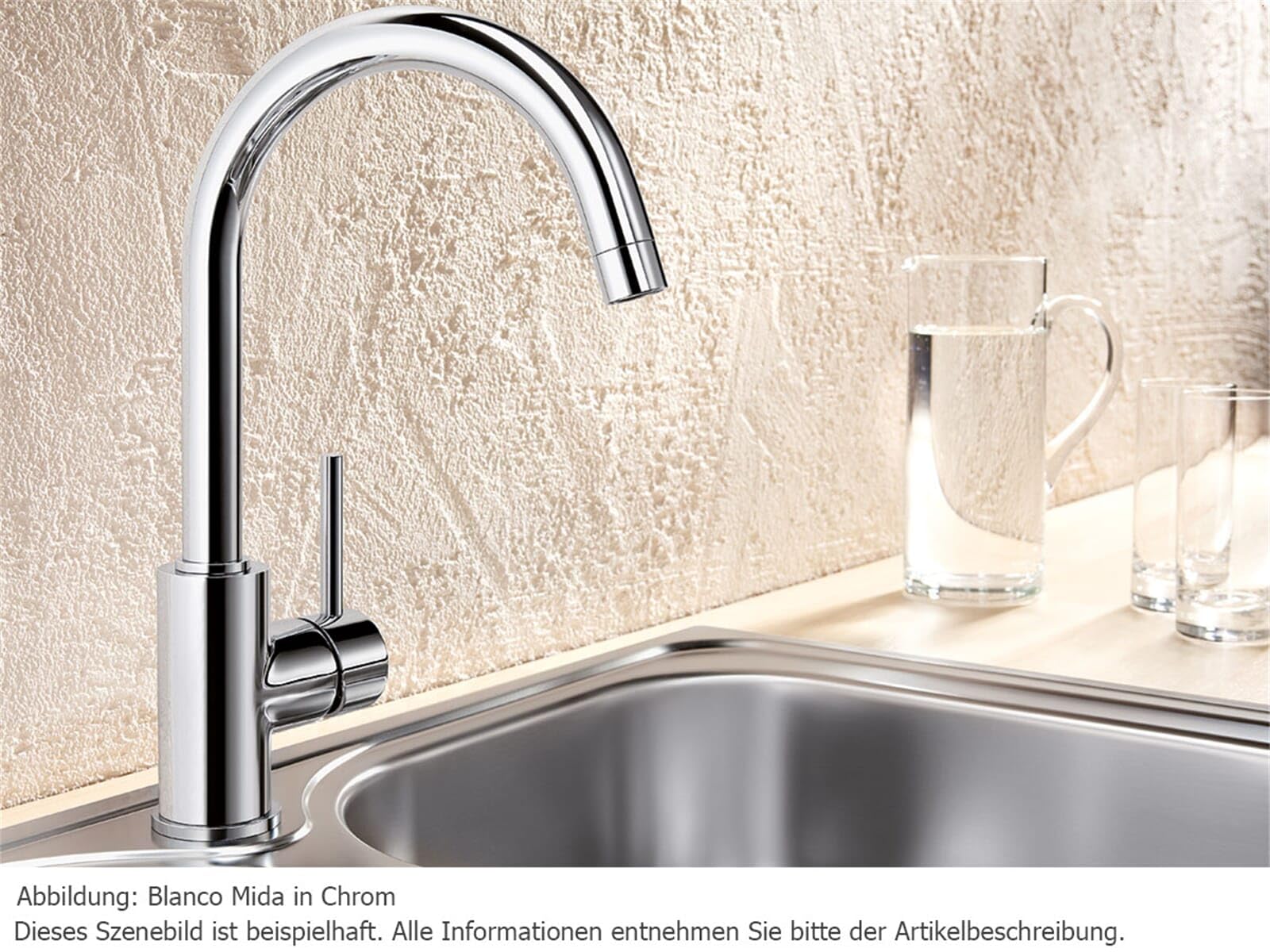 BLANCO MIDA | Küchenarmatur in chrom | Hochdruck | Rückflussverhinderer | Keramik Kartusche | Gesicherte Wasserqualität & wassersparend | [10,6x18,5x32,7 cm]