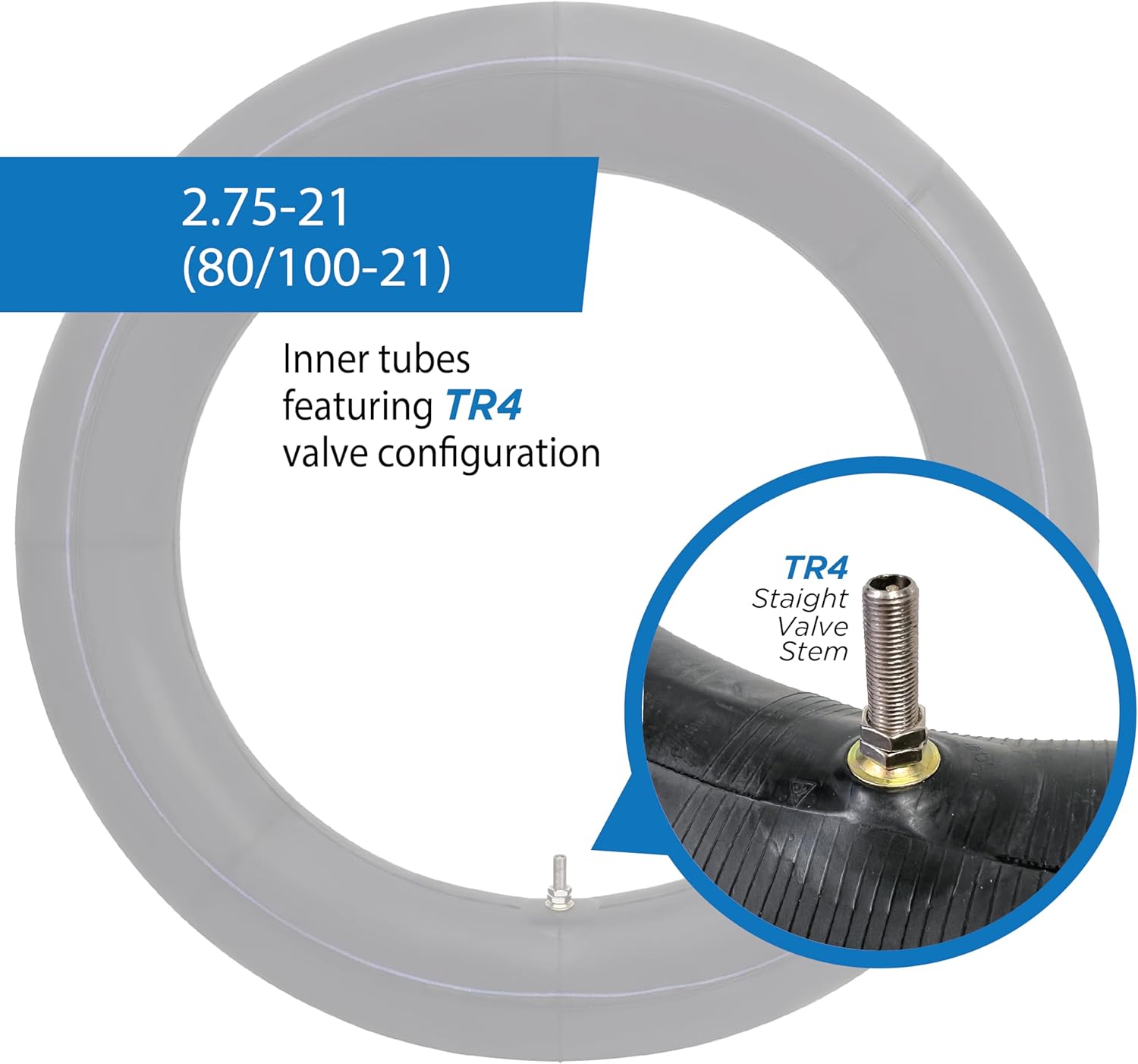 MMG Inner Tube - TR4 Straight Valve Stem for Motorcycles, Scooters, and other applications (2.75/3.00-21)