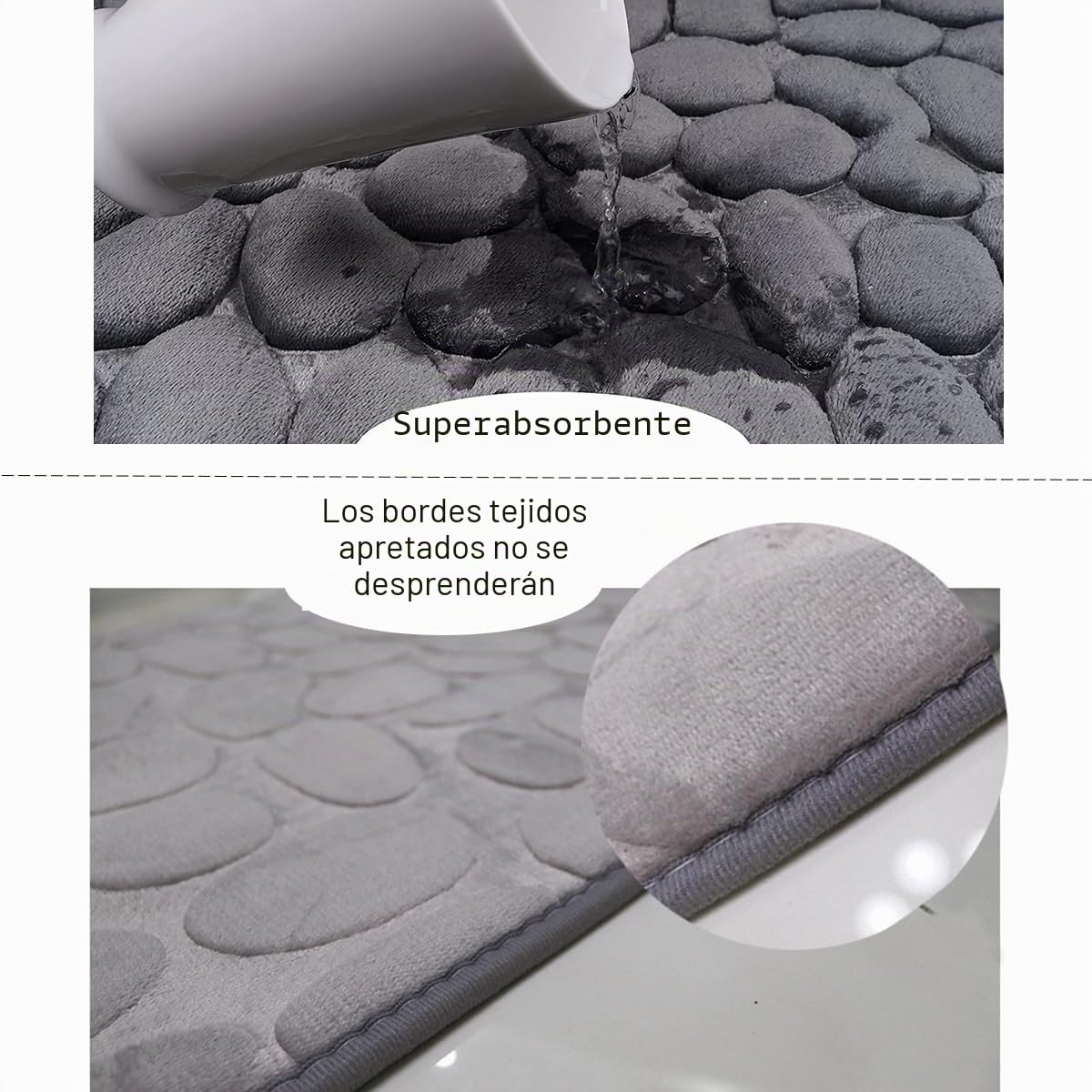 ele ELEOPTION Juego de 3 Alfombrillas de baño Antideslizantes para Tapa de Inodoro, Alfombrillas de Espuma viscoelástica Transpirable, Suaves, cómodas, absorbentes de Agua, Color Gris