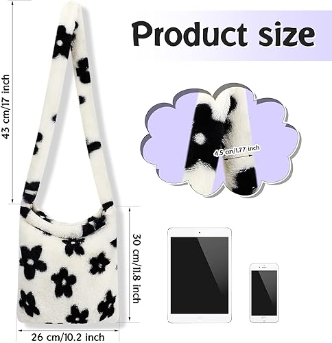 Miniatura 2 de Weewooday Bolso de hombro esponjoso para mujer, bolsa de felpa para las axilas, bolsa de mano blanca para mujer Y2K, bolso peludo para otoño e