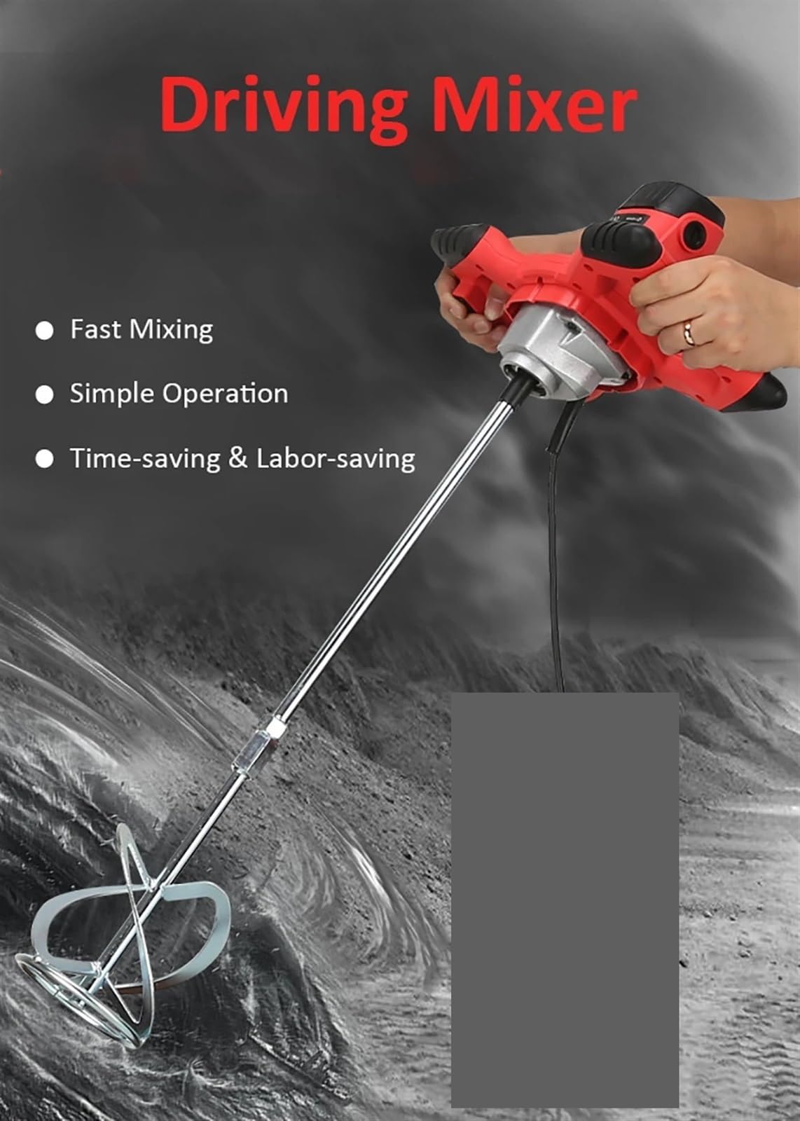 Mezclador industrial de 2100 W, con 6 velocidades ajustables, for pintura, cemento, yeso, mortero, revestimiento, masilla y polvo