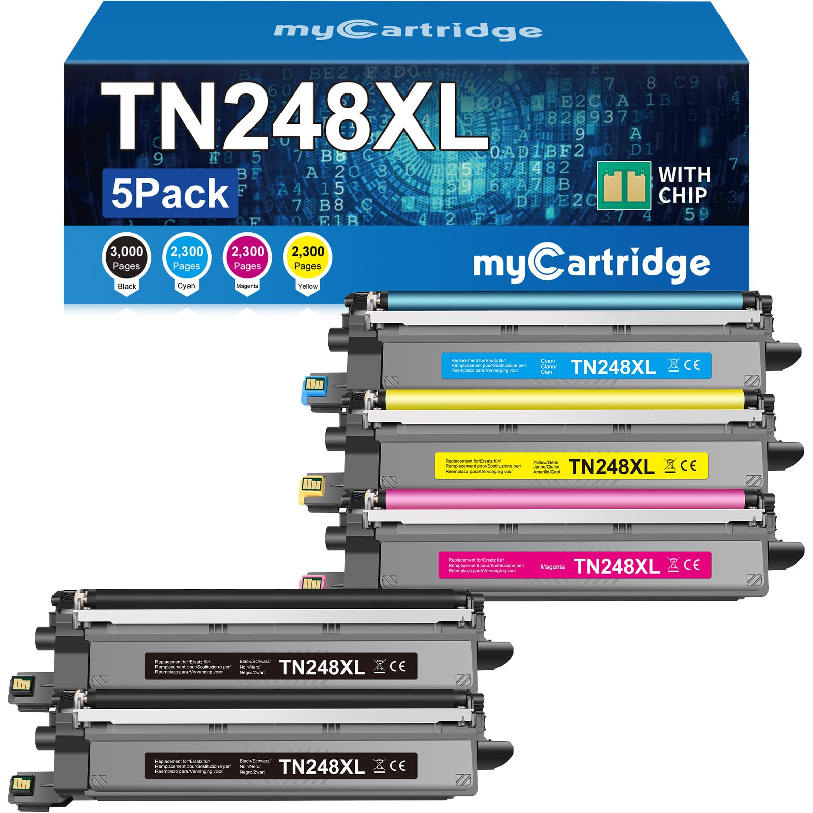 MYCARTRIDGE TN248XL Compatibile con Brother TN-248XL TN248 per Brother DCP-L3560CDW MFC-L3760CDW MFC-L3740CDWE HL-L3220CWE DCP-L3520CDWE per TN-248CMYK TN-248VAL 5 Pack