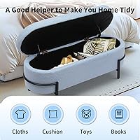 Vista 70 de Babion Banco otomano de almacenamiento con brazos, banco de extremo de cama para dormitorio, banco de almacenamiento con botones para entrada, sala