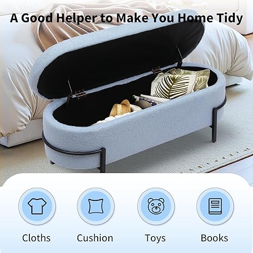 Miniatura 54 de Banco otomano de almacenamiento con brazos, banco de lino para dormitorio, banco de almacenamiento con botones para entrada, sala de estar, pasillo,