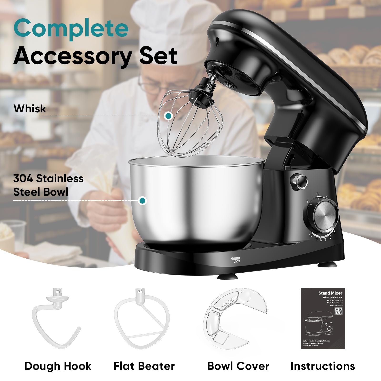 OLIXIS 4.2 Qt Stand Mixer, 10-Speed Tilt-Head Electric Mixer for Baking view 2